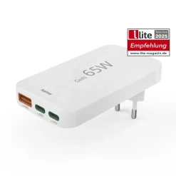 Schnellladegerät, 2x USB-C, 1x USB-A, flaches Mini-Ladegerät, PD, 65 W, WS