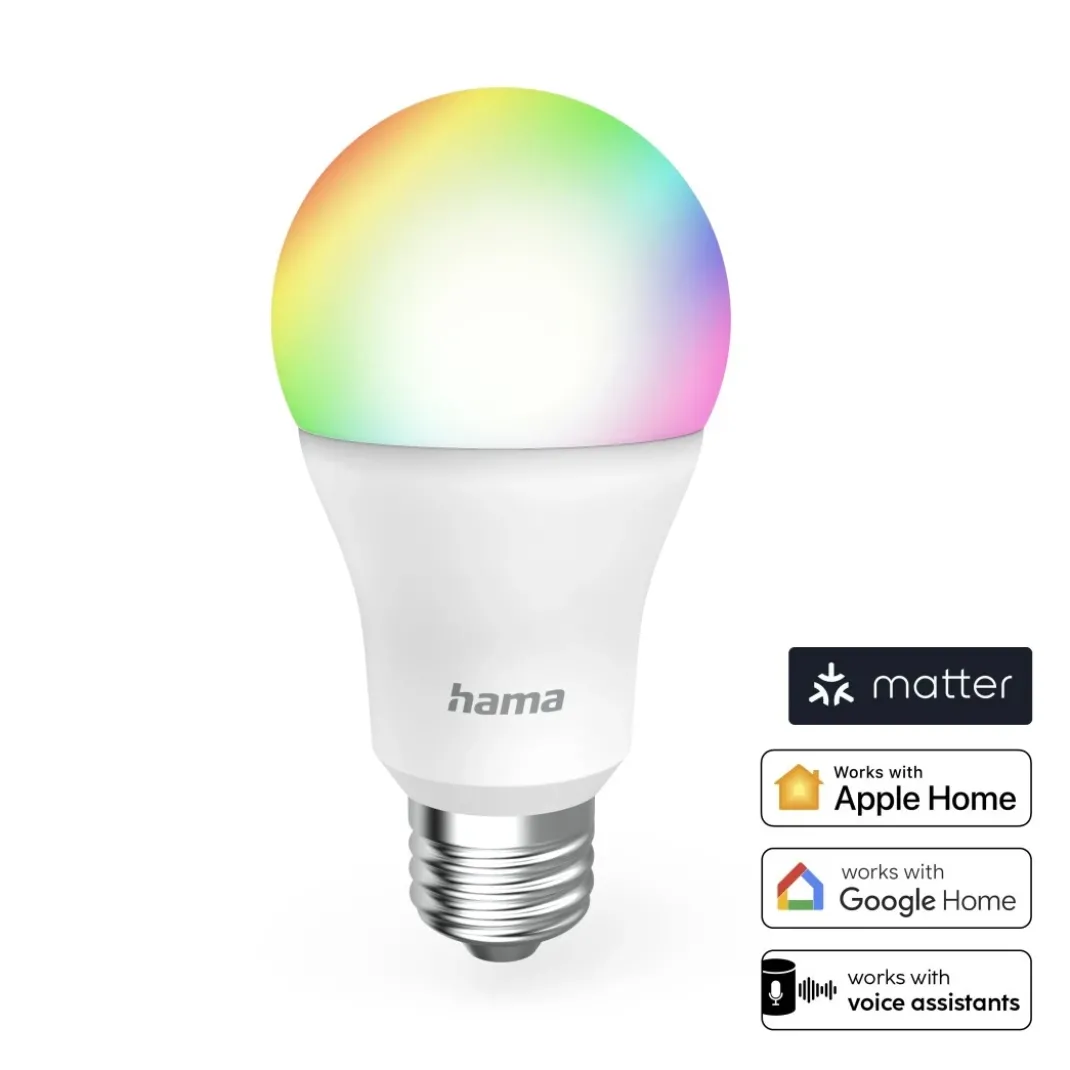 Smarte Lampe E27, 9W, LED, Matter, Globe, RGBW, dimmbar, mit App
