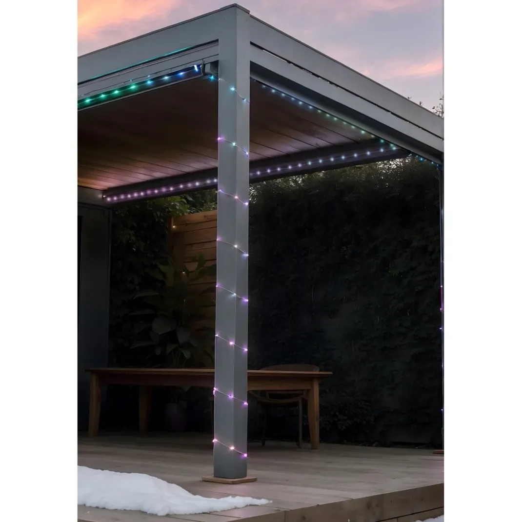 Smarte LED-Lichterkette, WLAN, Farbwechsel, dimmbar, außen IP65, 10m, Bunt