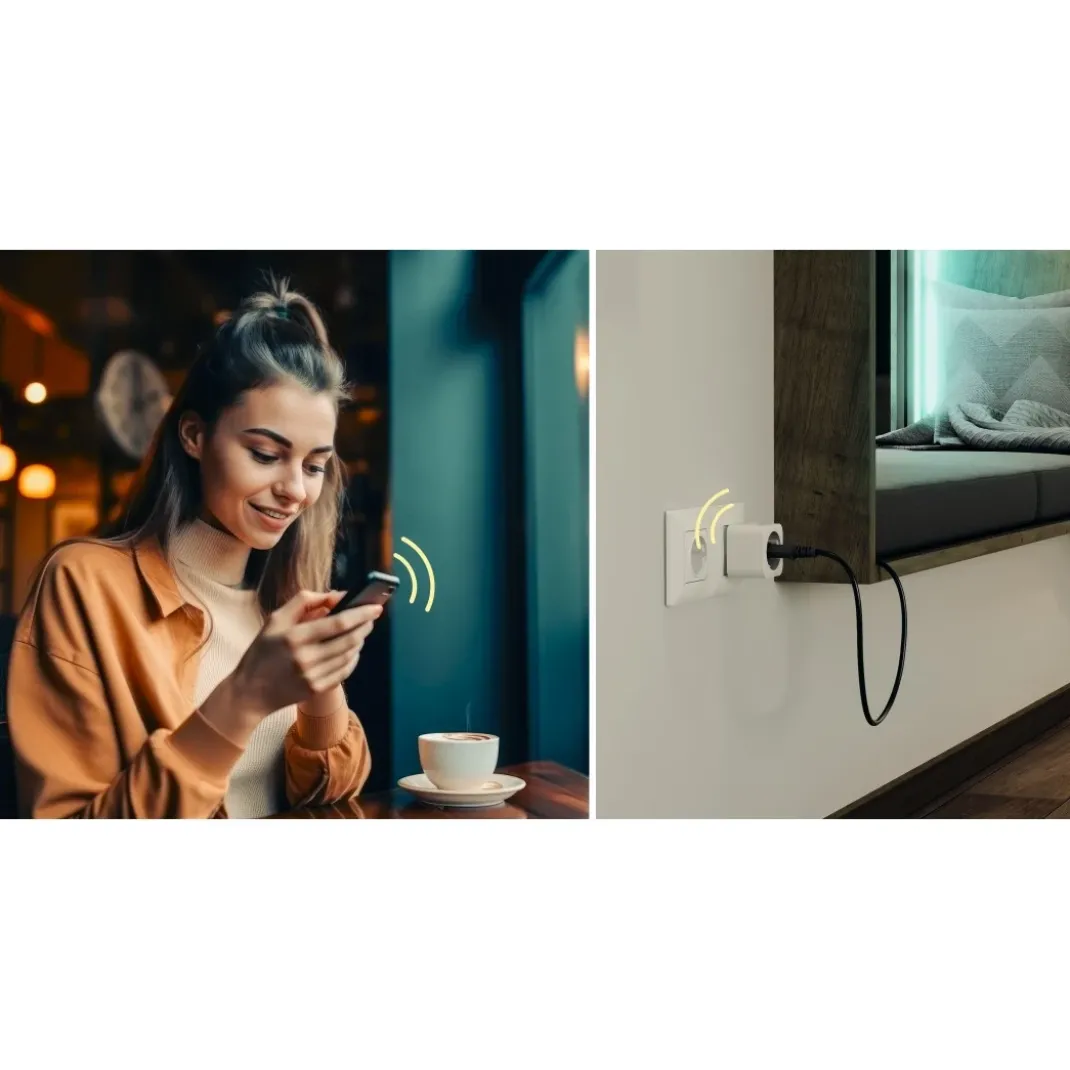 Smarte WLAN-Steckdose, Matter, sprach- u. appgesteuert, nachrüstbar, 3.680W