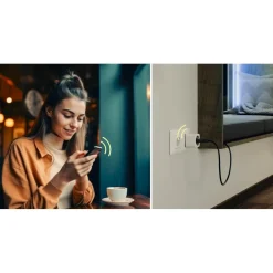 Smarte WLAN-Steckdose, Matter, sprach- u. appgesteuert, nachrüstbar, 3.680W