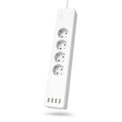 Smarte WLAN-Steckdosenleiste 4-fach, einzeln schaltbar, Überlastsch., 4xUSB