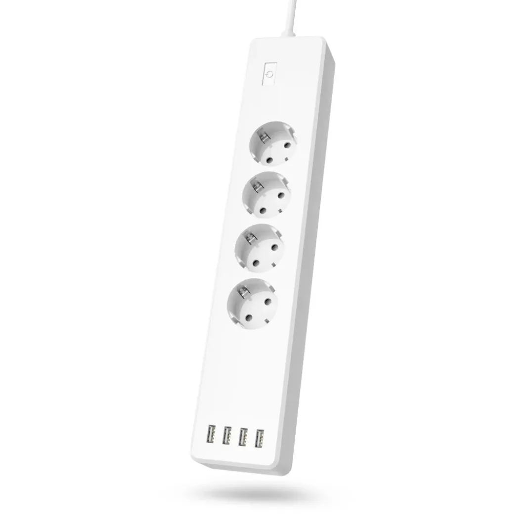 Smarte WLAN-Steckdosenleiste 4-fach, einzeln schaltbar, Überlastsch., 4xUSB