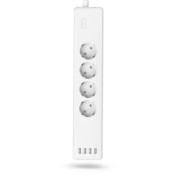 Smarte WLAN-Steckdosenleiste 4-fach, einzeln schaltbar, Überlastsch., 4xUSB