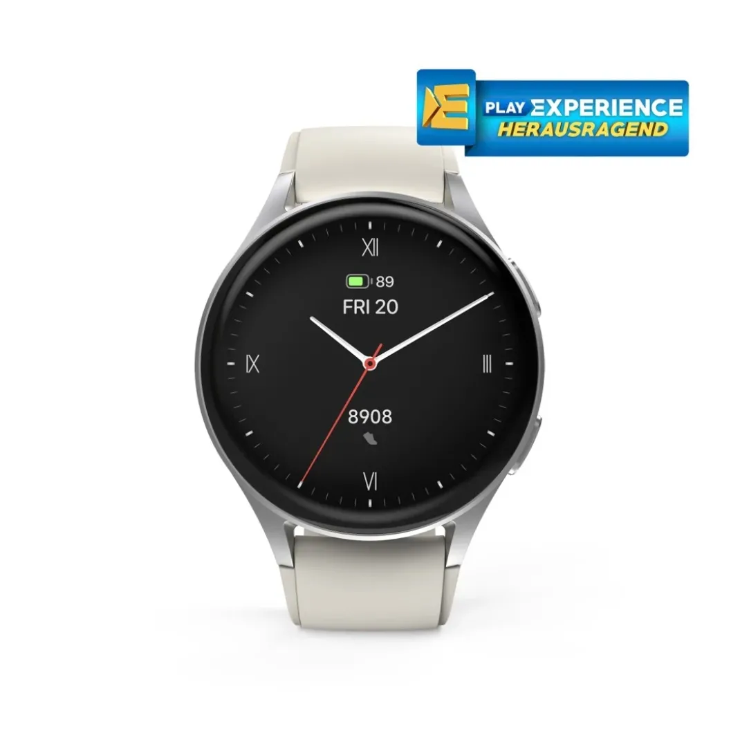 Smartwatch "8900", GPS, AMOLED 43 mm, Telefonfunktion, Alexa, rund, Silber
