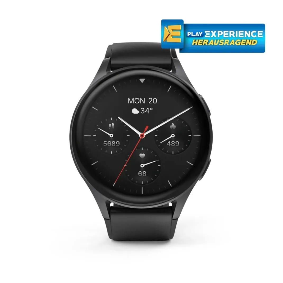 Smartwatch "8900", GPS, AMOLED 46 mm, Telefonfunktion, Alexa, rund, Schwarz