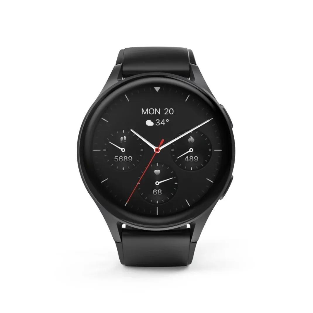 Smartwatch "8900", GPS, AMOLED 46 mm, Telefonfunktion, Alexa, rund, Schwarz
