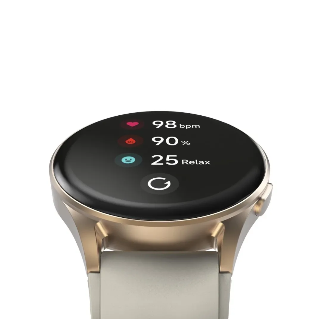 Smartwatch "8900", GPS, AMOLED 43 mm, Telefonfunktion, Alexa, rund, Gold