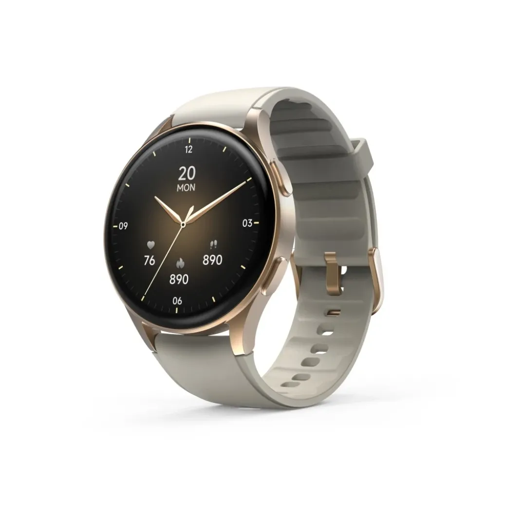 Smartwatch "8900", GPS, AMOLED 43 mm, Telefonfunktion, Alexa, rund, Gold