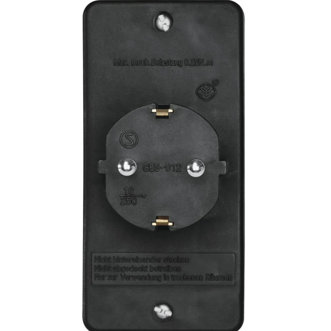 Steckdosenadapter 3-fach, 1x Schutzkontakt, 2x Euro, Schwarz