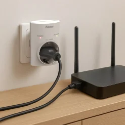 Steckdosenadapter, Schutzkontakt, Überspannungsschutz, Netzspannung, Weiß