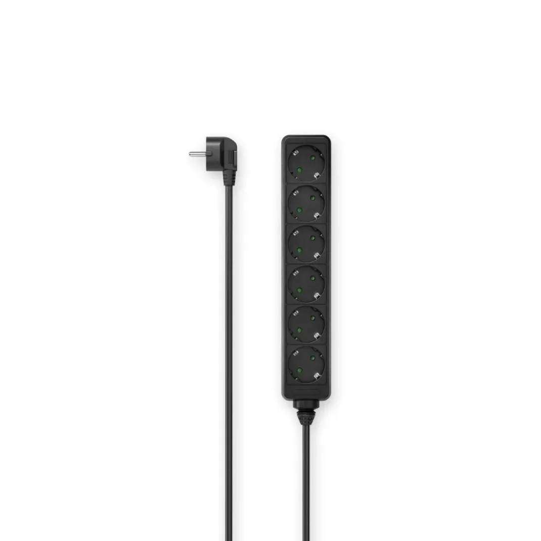 Steckdosenleiste, 6-fach, 1,4 m, Schwarz