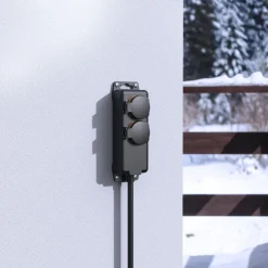 Steckdosenleiste, 2-fach, für außen IP44, Wandmontage, 2 m, Schwarz