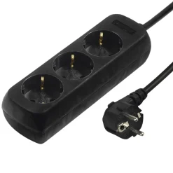 Steckdosenleiste 3-fach, Schwarz, 1,4 m