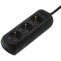 Steckdosenleiste 3-fach, Schwarz, 1,4 m