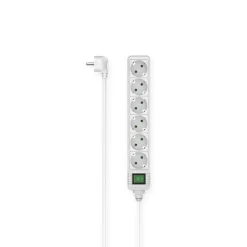 Steckdosenleiste, 6-fach, Schalter, 3 m, Weiß