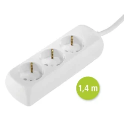 Steckdosenleiste 3-fach, Weiß, 1,4 m