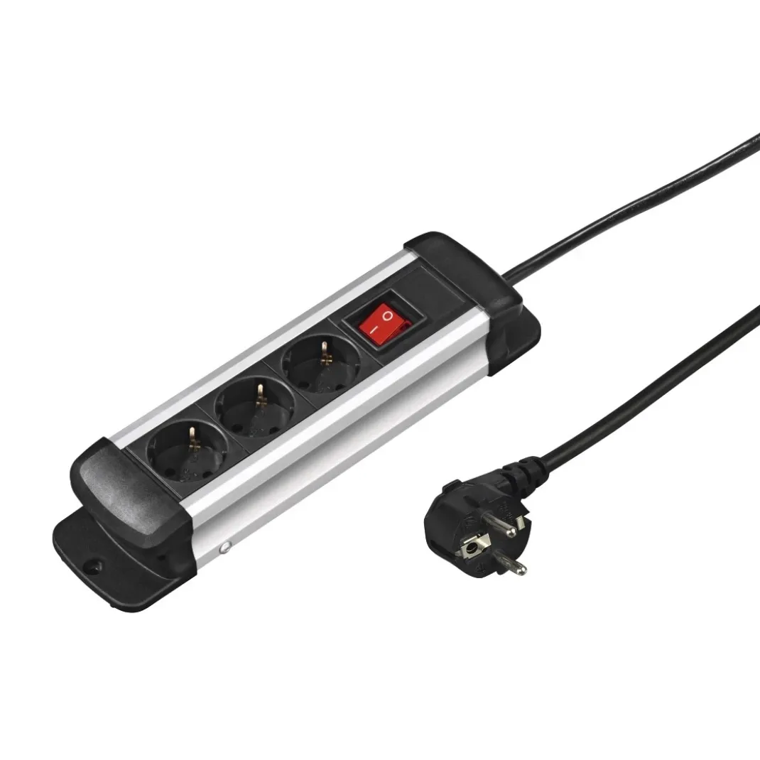 Steckdosenleiste "Pro-S 30S", 3-fach, Schwarz/Silber, 3 m