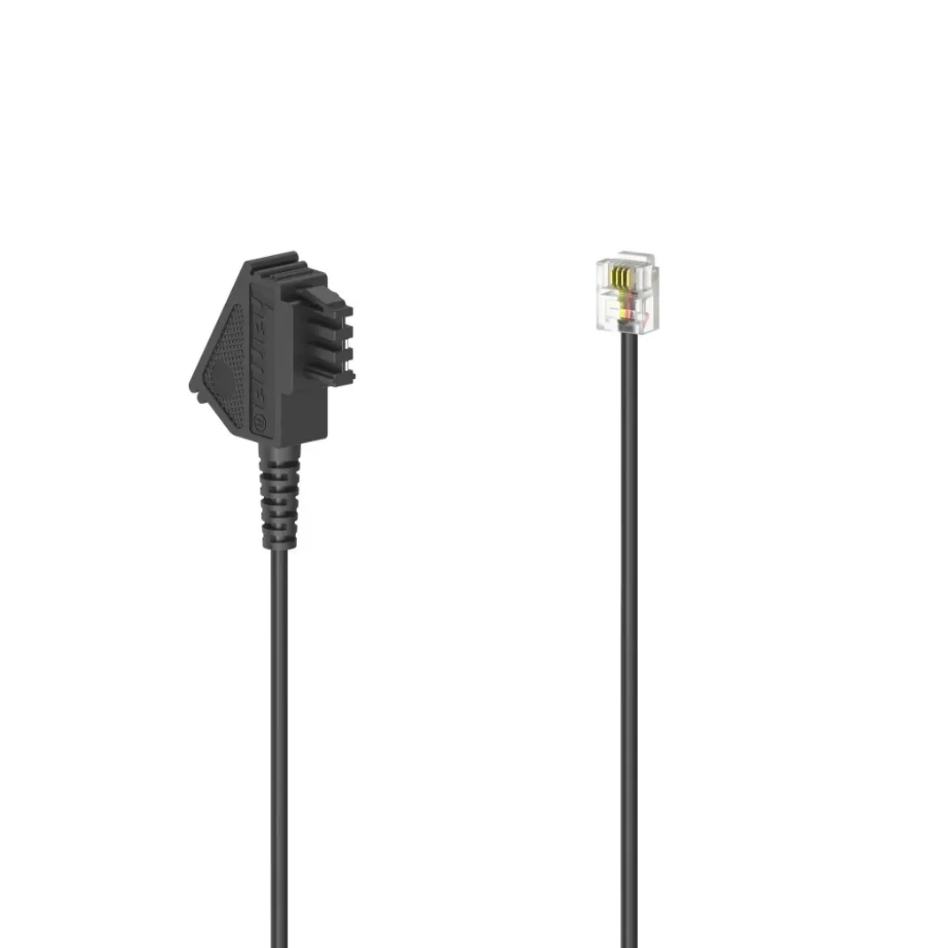 Telefonkabel, TAE-F-Stecker - Modular-Stecker 6p4c, 3 m, Schwarz