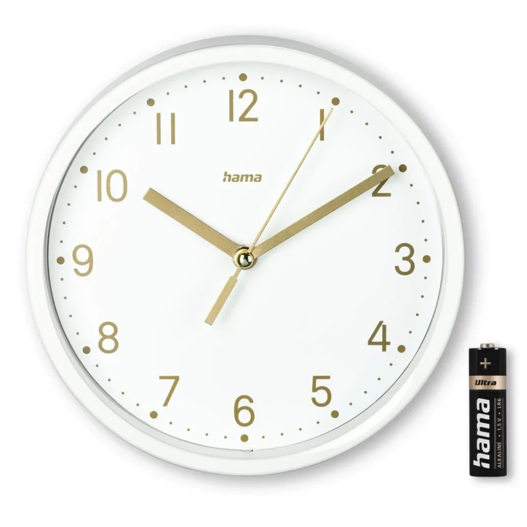 Tischuhr "Madeira", Ø 16 cm, ohne Ticken, Weiß