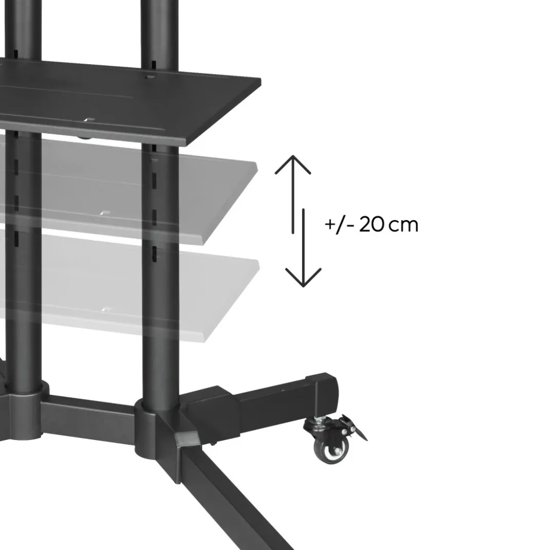 TV-Ständer mit Rollen "Trolley", bis 75 Zoll, höhenverstellbar, Schwarz