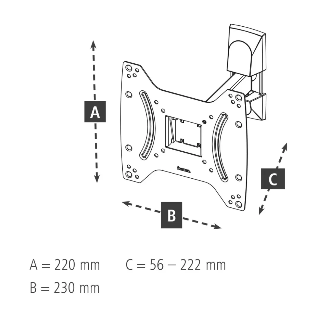 TV-Wandhalterung, schwenkbar, neigbar, 122 cm (48") bis 20 kg
