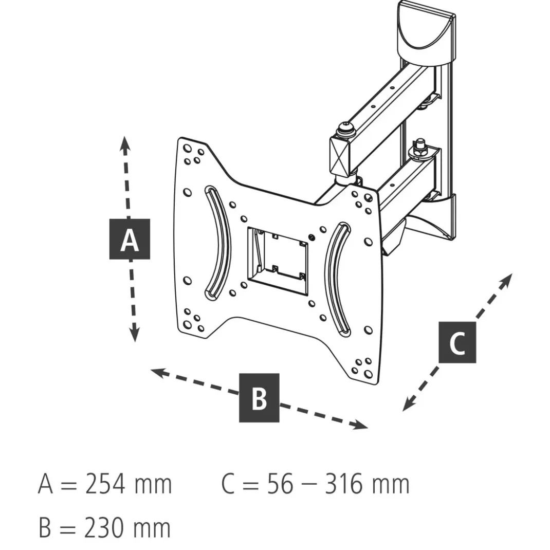 TV-Wandhalterung, schwenkbar, neigbar, ausziehbar, 122 cm (48") bis 20 kg