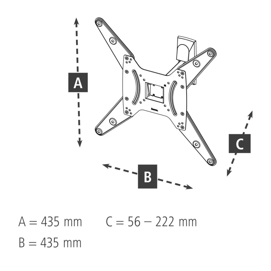TV-Wandhalterung, schwenkbar, neigbar, 165 cm (65") bis 20 kg