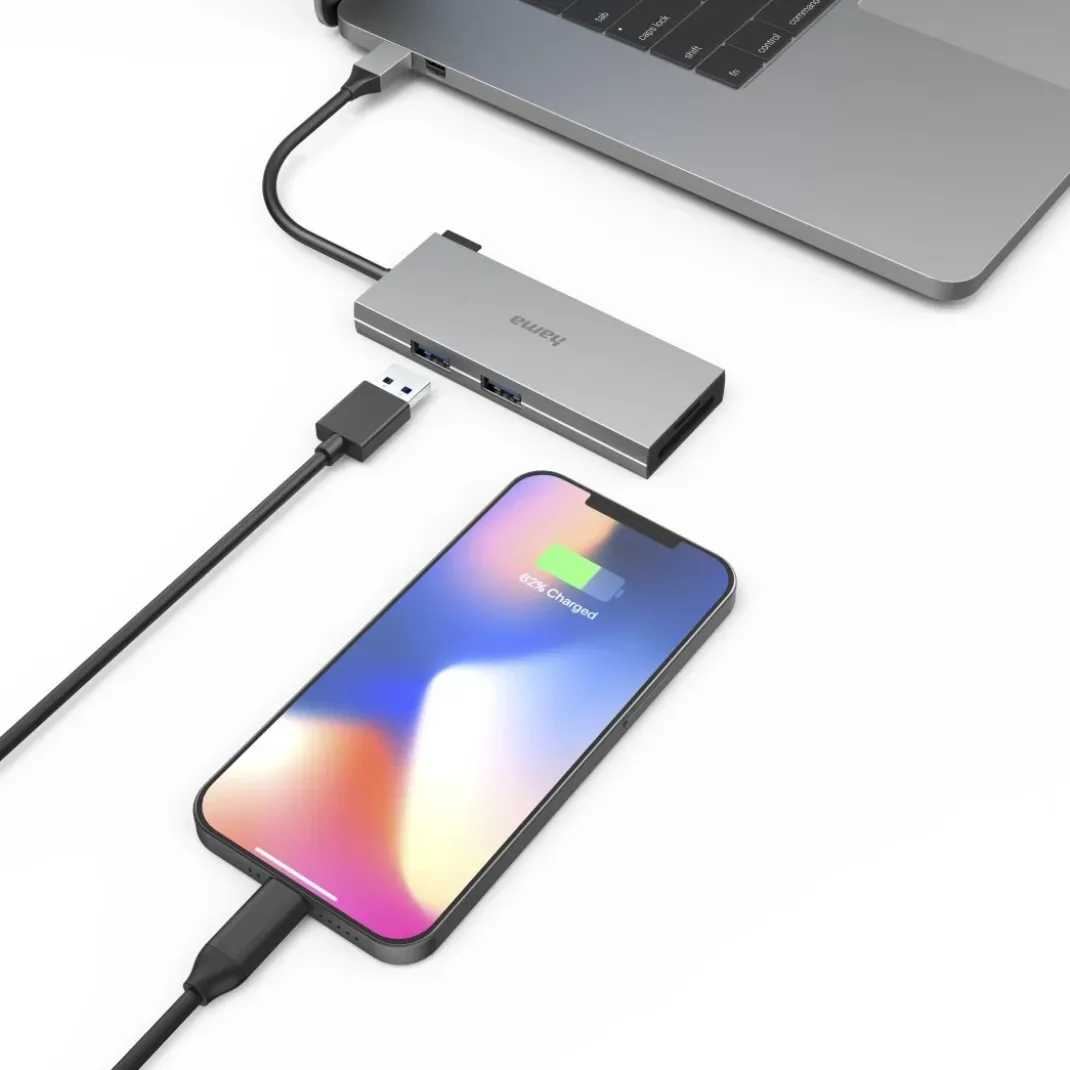 USB-C-Hub, Multiport, 6 Ports, 2x USB-A, USB-C, HDMI™, SD, microSD