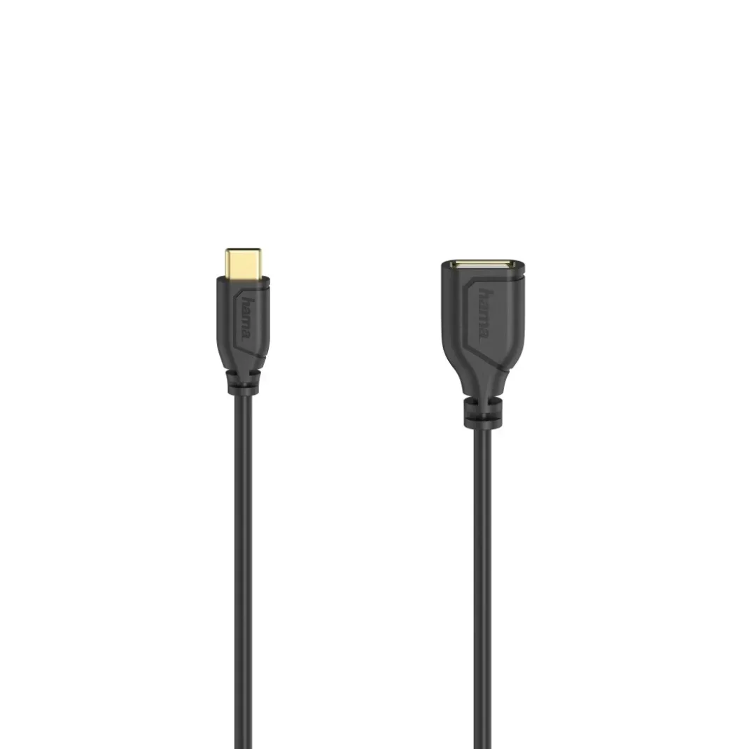 USB-C-OTG-Kabel "Flexi-Slim", USB 2.0, 480 Mbit/s, Schwarz, 0,15 m