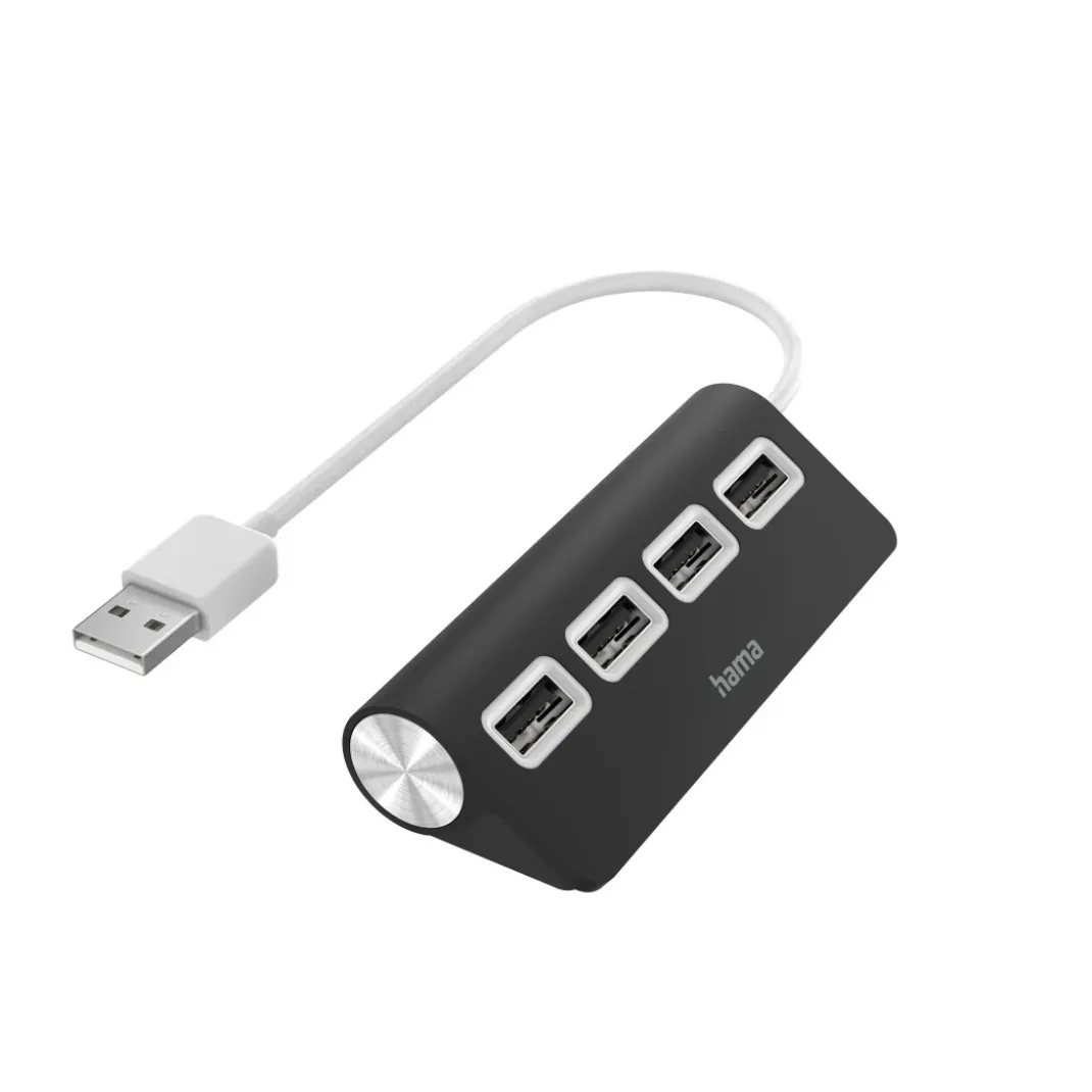 USB-Hub, 4 Ports, USB 2.0, 480 Mbit/s, Schwarz