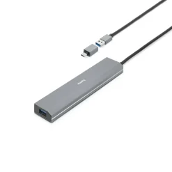 USB-Hub, 7 Ports, USB 3.2 Gen1, 5 Gbit/s, inkl. USB-C-Adapter und Netzteil