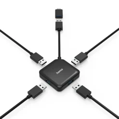 USB-Hub, 4 Ports, USB 3.2 Gen1, 5 Gbit/s, inkl. USB-C Adapter