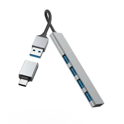 USB-Hub, 4 Ports, USB 3.2 Gen1, 5 Gbit/s, Ultra Slim, inkl. USB-C-Adapter