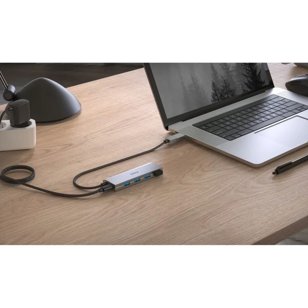 USB-Hub, 4 Ports, USB 3.2 Gen1, 5 Gbit/s, inkl. USB-C-Adapter und Netzteil