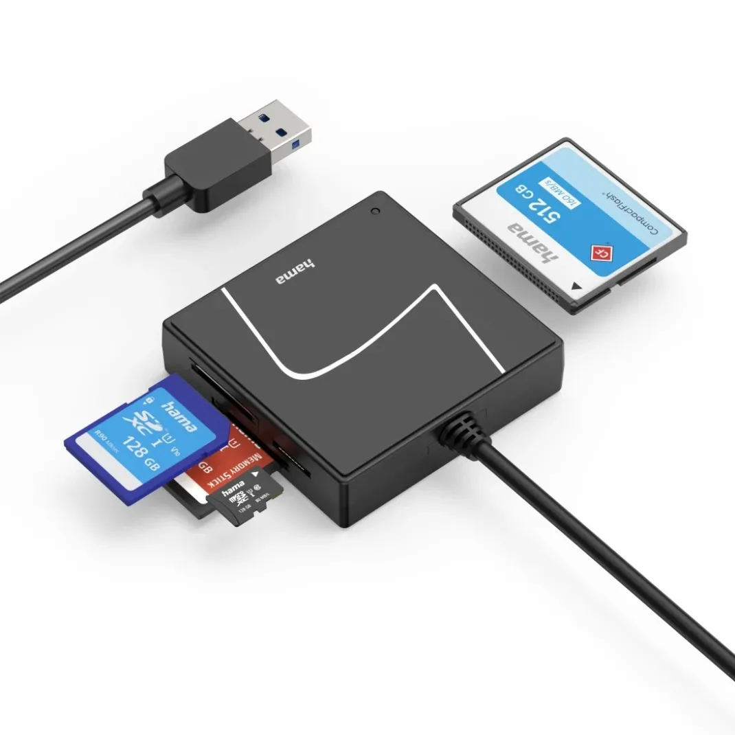 USB-Kartenleser, USB-A, mit USB-C-Adapter, USB 3.2 Gen1, SD/micro SD/CF/MS