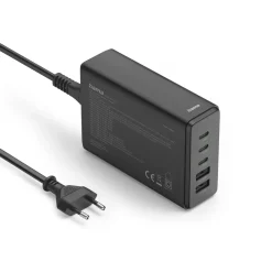 USB-Ladestation 5 Ports, GaN, Schnellladegerät, 3xUSB-C, 2xUSB-A, PD, 140 W