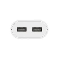 USB-Netzteil mit 1,9 m langem Kabel, 2,4 A, 2x USB-A, Weiß