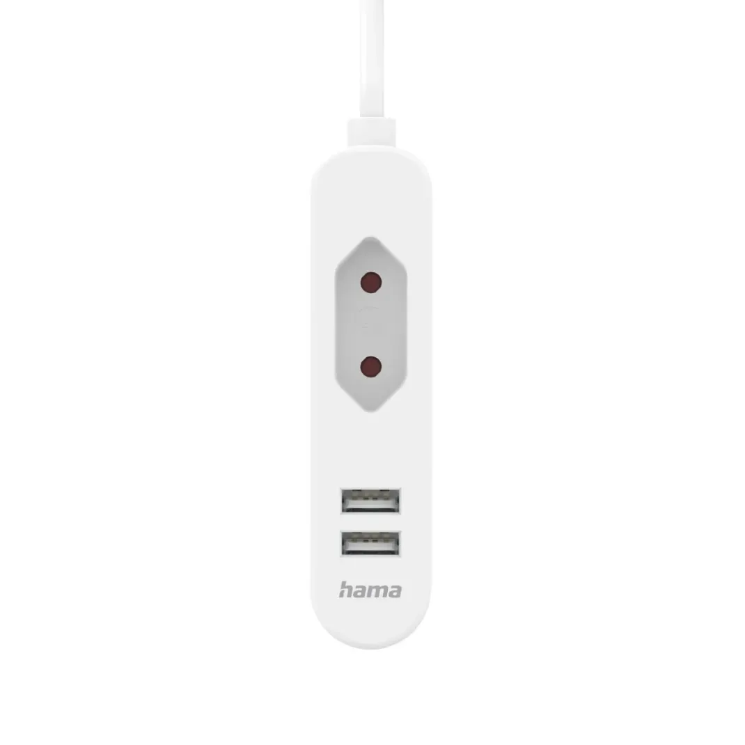 USB-Netzteil mit 1,9 m langem Kabel und Eurobuchse, 2x USB-A, Weiß