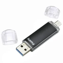 USB-Stick "Laeta Twin", USB 3.2 Gen 1/2.0, 256GB, 40MB/s, Schwarz