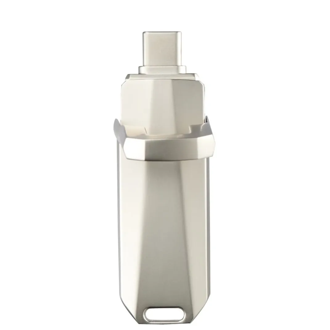 USB-Stick "Uni-C Deluxe", USB-C 3.2 Gen 1, 256GB, 100MB/s, Silber
