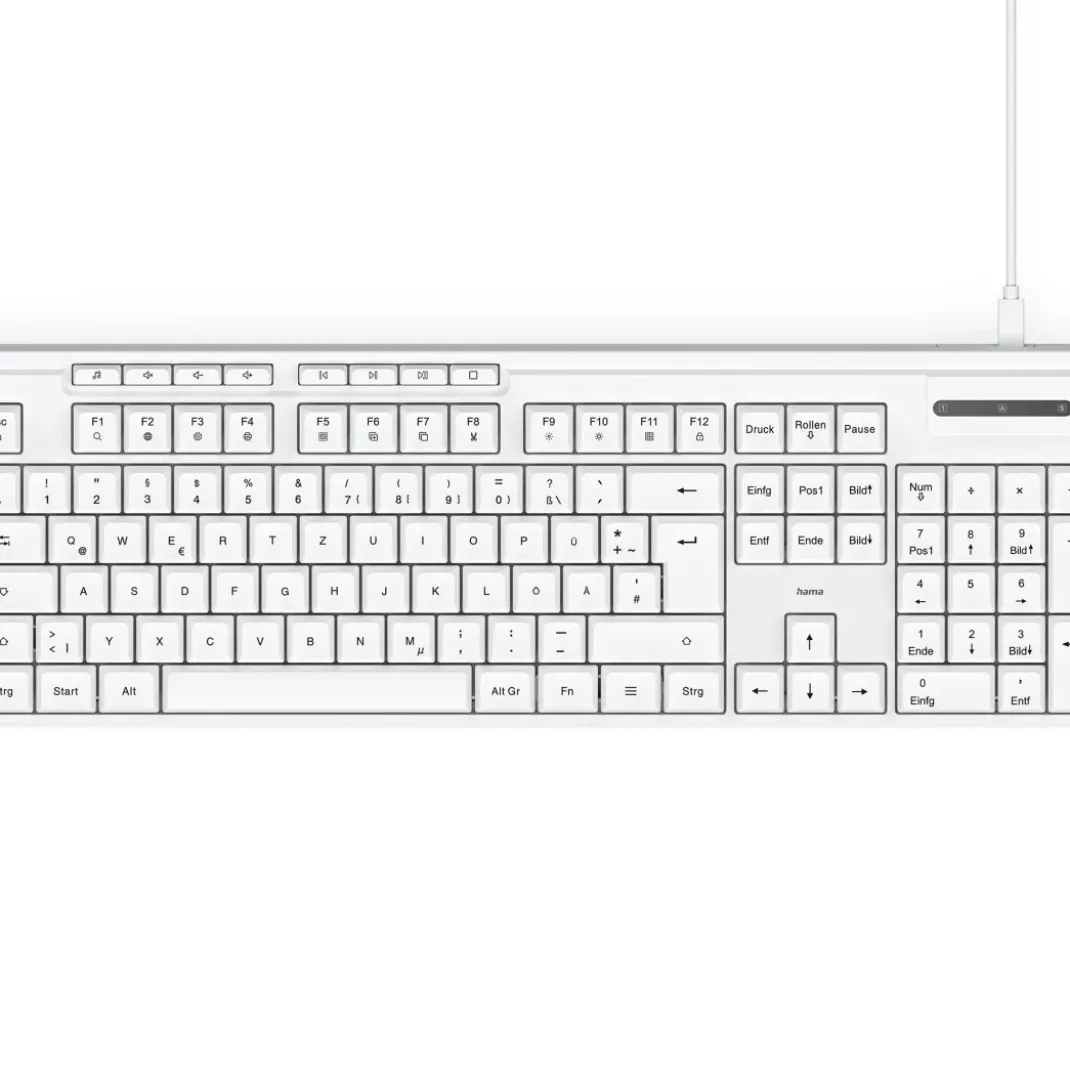 USB-Tastatur "CK-200", kabelgebunden, 8 Media-Tasten, Weiß, QWERTZ DE