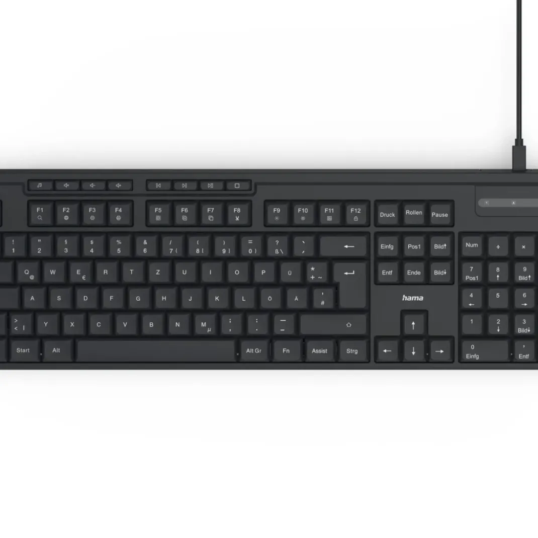 USB-Tastatur "CK-200", kabelgebunden, 8 Media-Tasten, Schwarz, QWERTZ DE