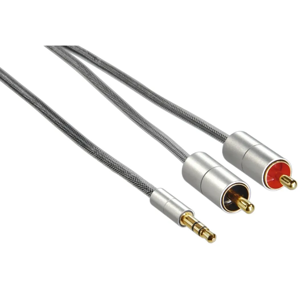 Verbindungskabel "AluLine" Klinkenst. 3,5 mm, stereo - 2x Cinch-Stecker, 2m