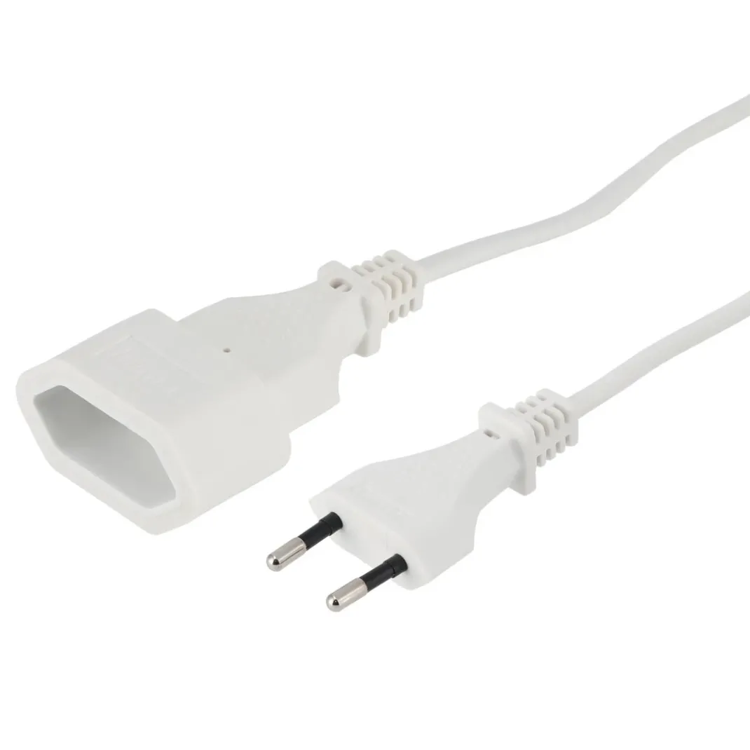 Verlängerungskabel mit Eurostecker, für innen, 5 m, Weiß