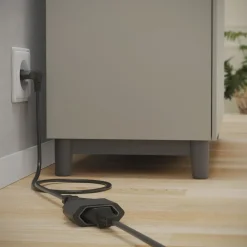 Verlängerungskabel mit gewinkeltem Eurostecker, für innen, 3 m, Schwarz