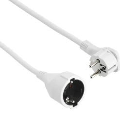 Verlängerungskabel mit Schutzkontakt, Flachstecker, für innen, 2 m, Weiß