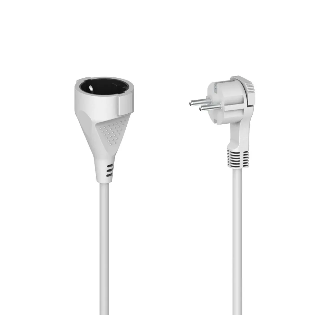 Verlängerungskabel mit Schutzkontakt, Flachstecker, für innen, 3 m, Weiß