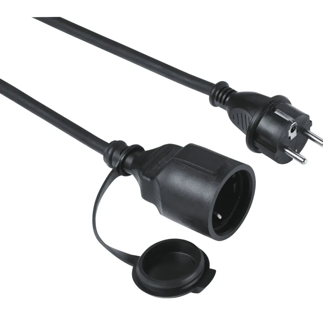 Verlängerungskabel "Outdoor", IP44 für außen, Schutzdeckel, 10 m, Schwarz