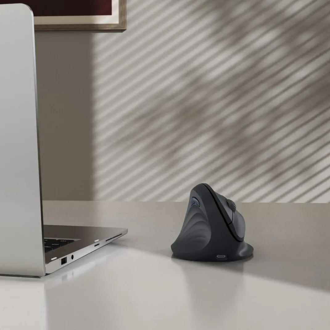 Vertikale, ergonomische Linkshänder-Maus "EWM-600L", Multi Device, Schwarz